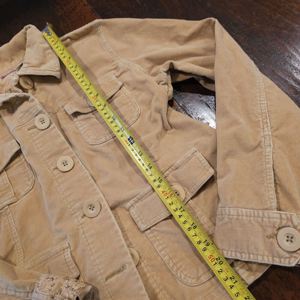 y2k twee corduroy jacket XL tan utility pockets oversized buttons cargo 2010s - Picture 5 of 9